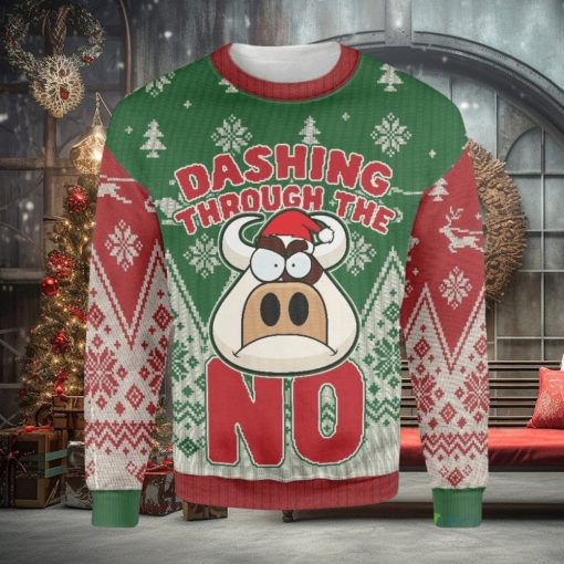 Grumpy Cow Dashing Through The Snow Farmer Ugly Christmas Sweater