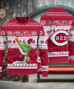 Cincinnati Reds Grinch Christmas Ugly Sweater