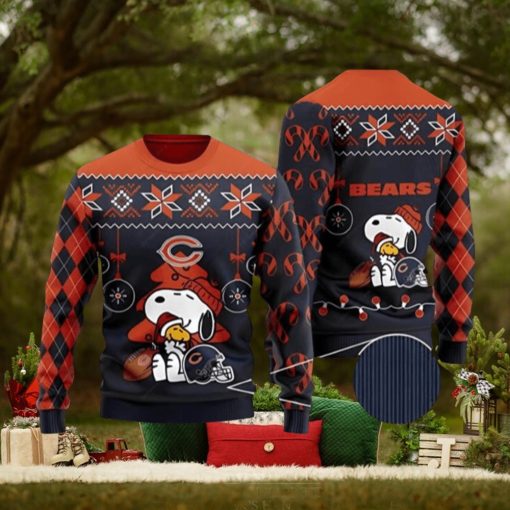 Charlie Brown Snoopy Chicago Bears Ugly Christmas Sweater 3D Printed Men And Women Holiday Gift