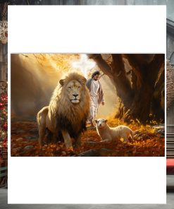 js lion sheep Horizontal Poster