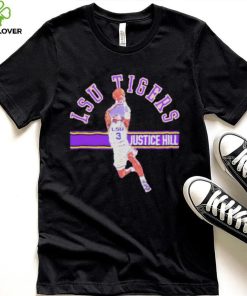 justice Hill LSU Tigers dunk basketball shirt