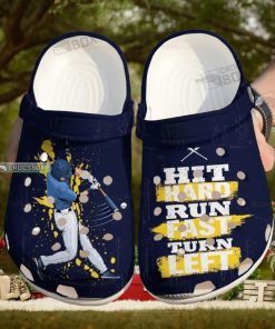 Baseball Hit Hard Run Fast Gift For Lover Rubber Crocs Comfy Footwear