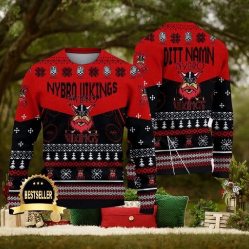 Custom Name Nybro Vikings IF Ugly Christmas Sweater New Logo Gift For Men And Women Fans