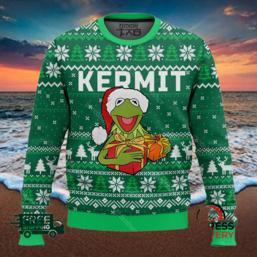 kermit the muppet show ugly christmas sweater
