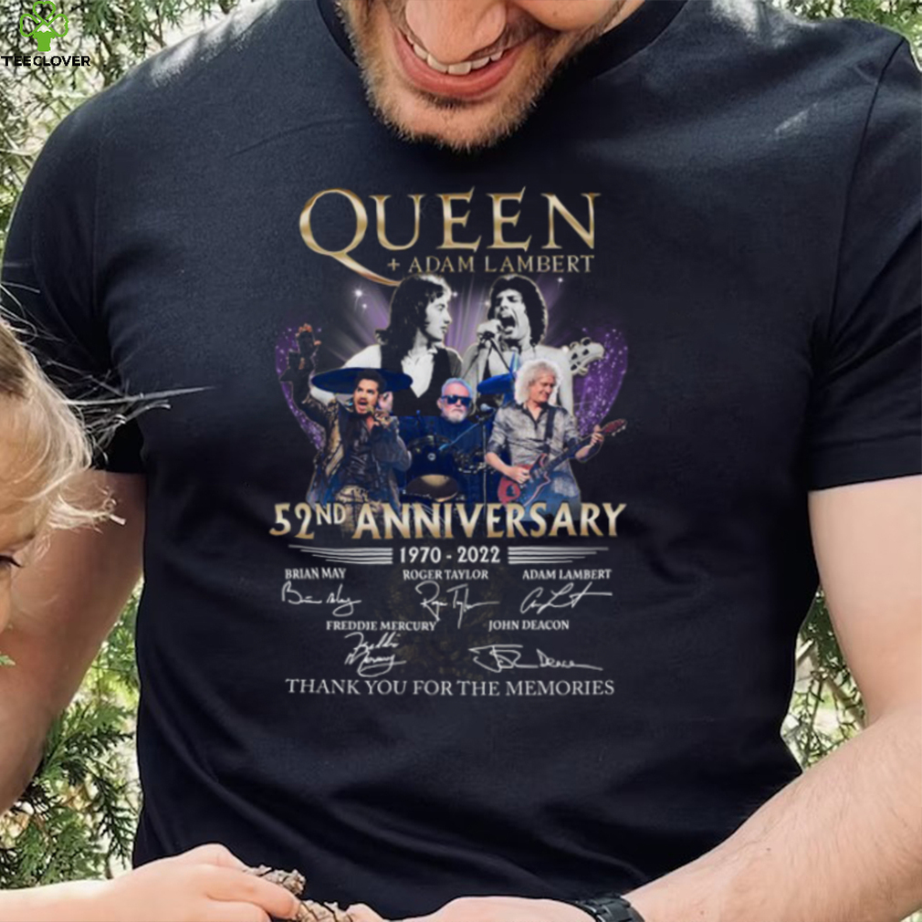 Queen + Adam Lambert 1970 2022 52nd Anniversary Signatures Thank You For The Memories Shirt