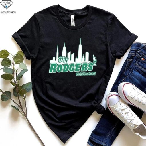 Aaron Rodgers New York Jets Mr Rogers Neighborhood Skyline Shirt