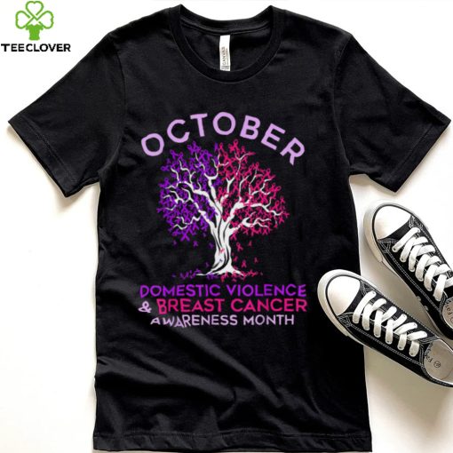October Domestic Violence Breast Cancer Awareness Month T Shirt1
