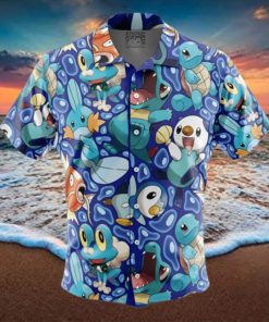 Water Type Starters Pokemon Button Up Hawaiian Shirt