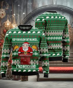 Keep Your Holiday Diet Balanced With Tacos Christmas Gift Ugly Christmas Sweater Xmas Holiday