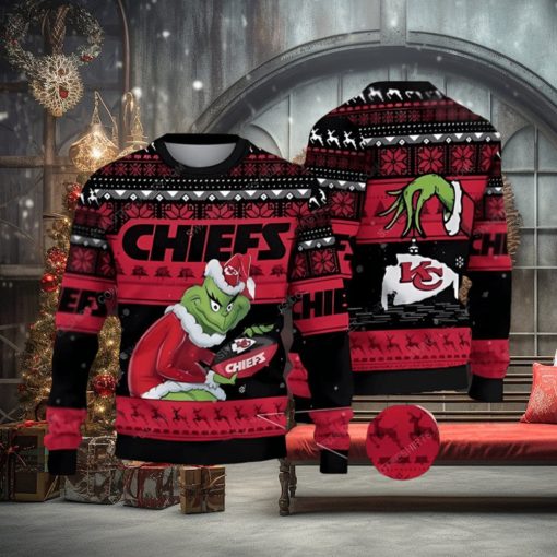 Kansas City Chiefs And Grinch Ugly Christmas Sweater 3D Printed Men And Women Holiday Gift