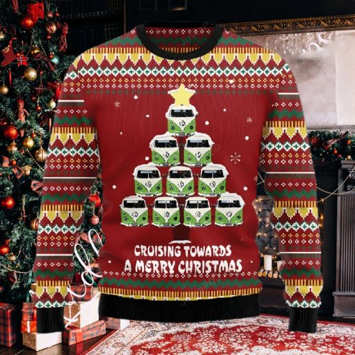 Bus Cruising Towards A Merry Christmas Ugly Christmas Sweater