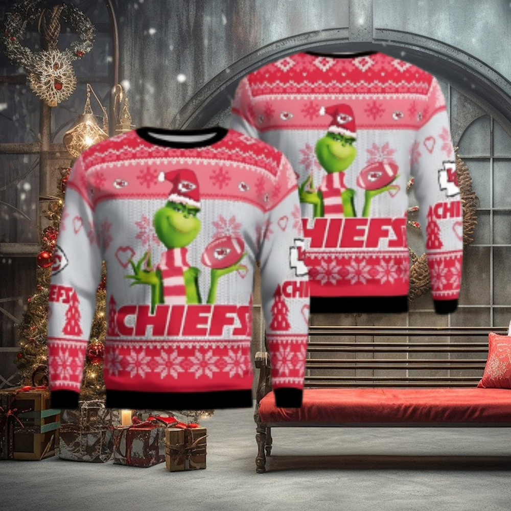Kansas City Chiefs Grinch Snowflake Pattern Ugly Sweater Christmas Kansas City Chiefs Grinch Snowflake Pattern Ugly Sweater Christmas