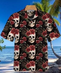 Skull Rose Vintage Hawaiian Shirt Red Roses Gothic Skull Shirt