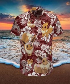 Aloha Eevee Pokemon Hawaiian Shirt Palm Leaves Pattern Summer Beach Gift