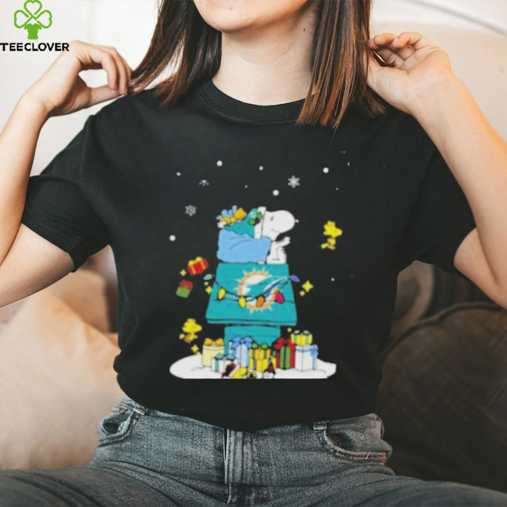Miami Dolphins Santa Snoopy Wish You A Merry Christmas Shirt Miami Dolphins Santa Snoopy Wish You A Merry Christmas Shirt