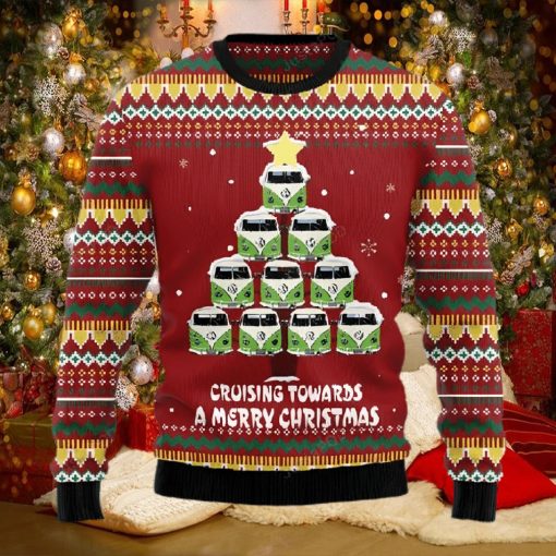 Bus Cruising Towards A Merry Christmas Ugly Christmas Sweater