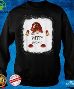 mb Witty Gnome Buffalo Plaid Christmas Light Bleached T Shirt