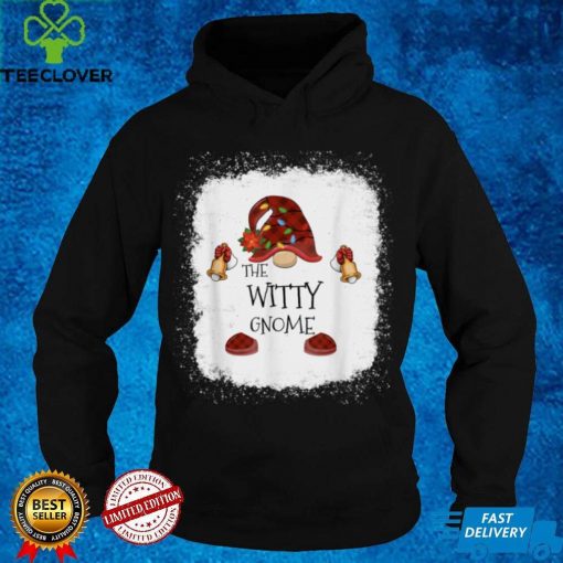 mb Witty Gnome Buffalo Plaid Christmas Light Bleached T Shirt