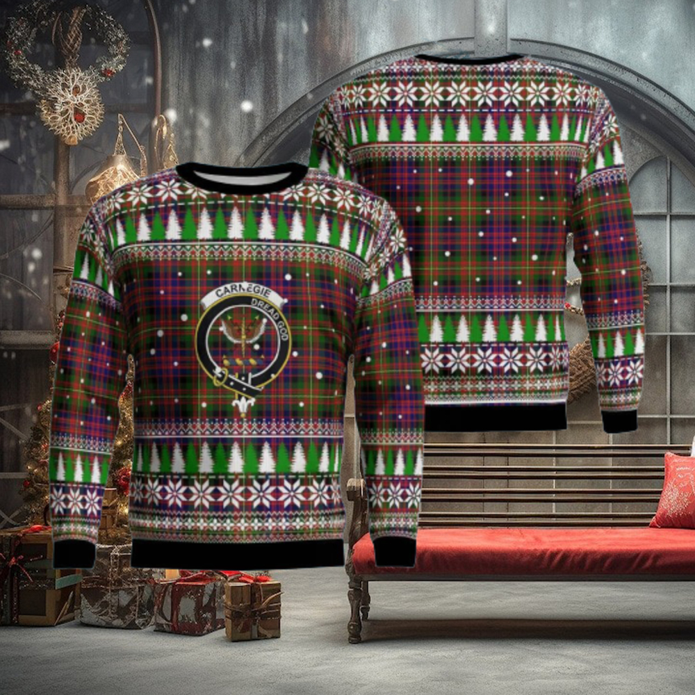 Carnegie Modern Crest Tartan Christmas Ugly Sweater 3D Gift For Men And Women Carnegie Modern Crest Tartan Christmas Ugly Sweater 3D Gift For Men And Women
