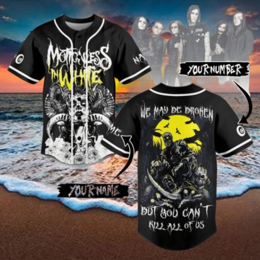 motionless in white we may be broken but you cant kill all of us custom baseball jersey