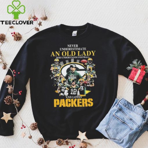 Never Underestimate An Old Lady Who Understands Football And Loves Green Bay Packers Signatures Shirt