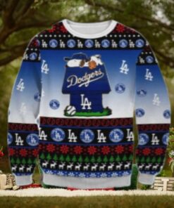 Snoopy On Doghouse Dodgers Ugly Christmas Sweater
