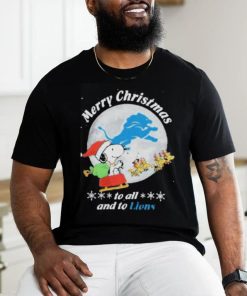 Santa Snoopy And Reindeer Woodstock Merry Christmas To All And To Detroit Lions Shirt