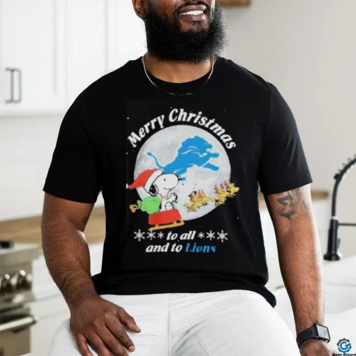 Santa Snoopy And Reindeer Woodstock Merry Christmas To All And To Detroit Lions Shirt