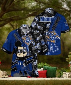 NCAA Memphis Tigers Hawaiian Shirt Mickey And Floral Pattern