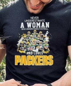 never underestimate a woman who understands football and loves packages all player t shirt t shirt