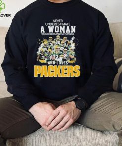 never underestimate a woman who understands football and loves packages all player t shirt t shirt