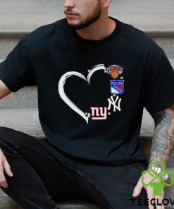 new York Knicks Rangers Yankees logo heart love shirt
