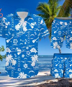 nfl los angeles chargers gucci logo pattern hawaiian shirt shorts 1 wQI9t (1)