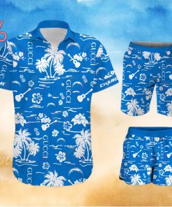 nfl los angeles chargers gucci logo pattern hawaiian shirt shorts 1 wQI9t (1)