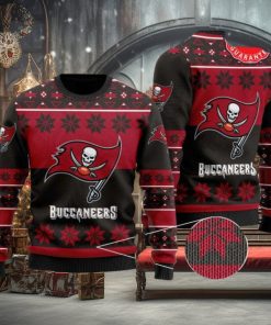 nfl tampa bay buccaneers snowflake red black ugly christmas sweater