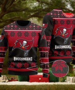 nfl tampa bay buccaneers snowflake red black ugly christmas sweater