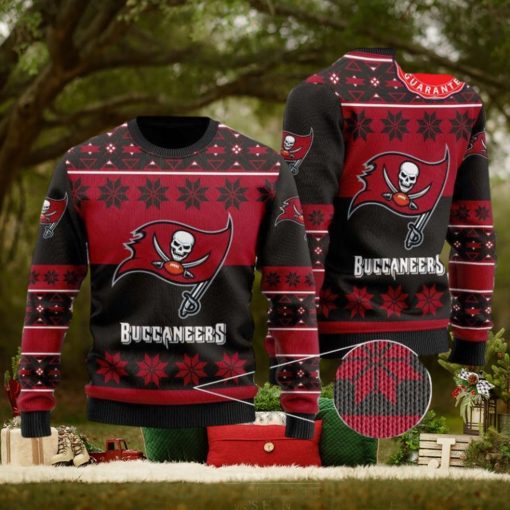 nfl tampa bay buccaneers snowflake red black ugly christmas sweater