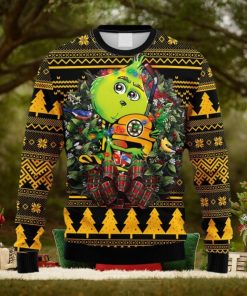 nhl logo boston bruins grinch hug christmas ugly sweater for men women