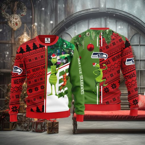 Seattle Seahawks Grinch & Scooby Doo Christmas Ugly Sweater
