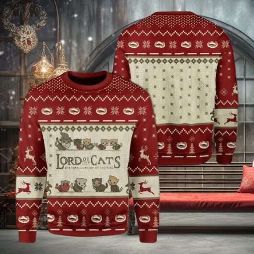 Lord Of The Cats Fellowship Christmas Ugly Sweater Funny For Men And Women