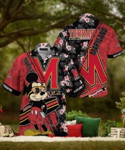 NCAA Maryland Terrapins Hawaiian Shirt Mickey And Floral Pattern