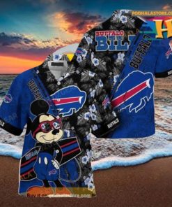 Buffalo Bills NFL Hawaiian Shirt Mickey Print Floral Pattern Summer For Sports Fans