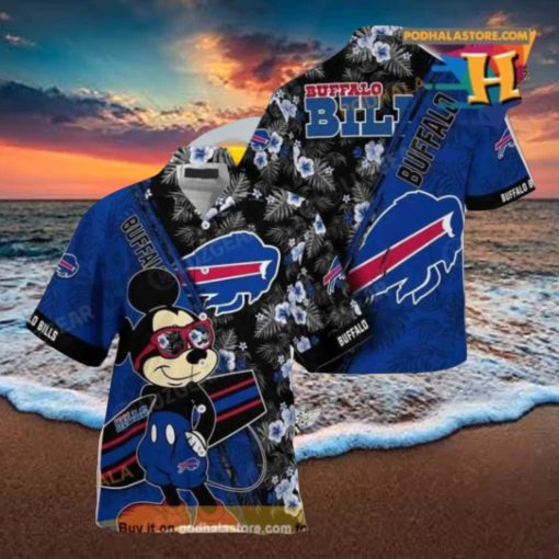 Buffalo Bills NFL Hawaiian Shirt Mickey Print Floral Pattern Summer For Sports Fans