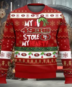 NFL San Francisco 49ers Grinch Hand My 49ers Stole My Heart Ugly Christmas Sweater