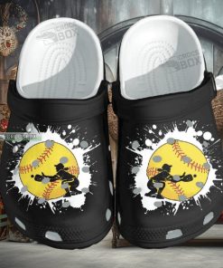 Baseball Girl Custom Shoes Crocs – Baseball Beach Black Crocs Womens