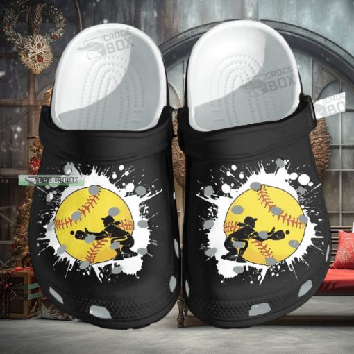 Baseball Girl Custom Shoes Crocs – Baseball Beach Black Crocs Womens