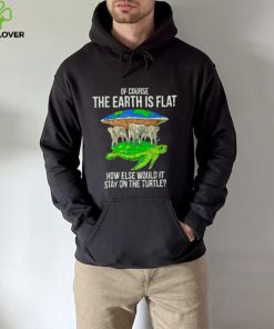 of course the earth is flat how else would it stay on the turtle shirt