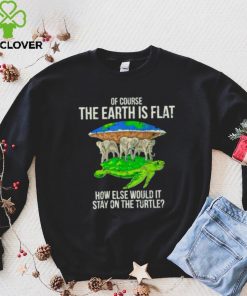 of course the earth is flat how else would it stay on the turtle hoodie, sweater, longsleeve, shirt v-neck, t-shirt