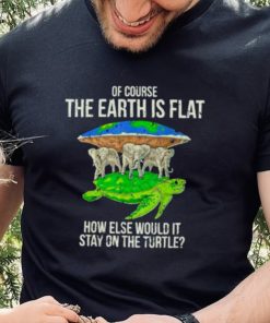 of course the earth is flat how else would it stay on the turtle hoodie, sweater, longsleeve, shirt v-neck, t-shirt