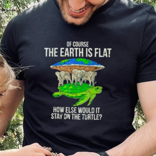 of course the earth is flat how else would it stay on the turtle hoodie, sweater, longsleeve, shirt v-neck, t-shirt